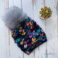 Crush beanie with pom | navy brights | 100% merino wool